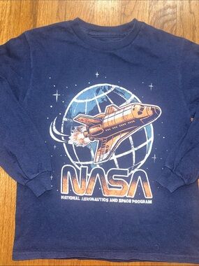 Nasa Kids' Navy Space Shuttle Graphic Long Sleeve Shirt Fifth Sun size 6/7